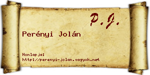 Perényi Jolán névjegykártya